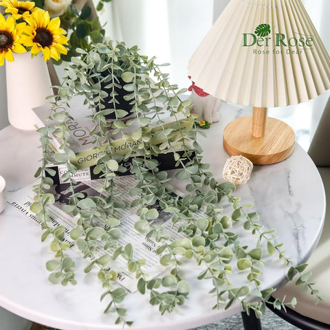 Der Rose 24" Fake Hanging Eucalyptus Plant for Bathroom Wall Art Decor