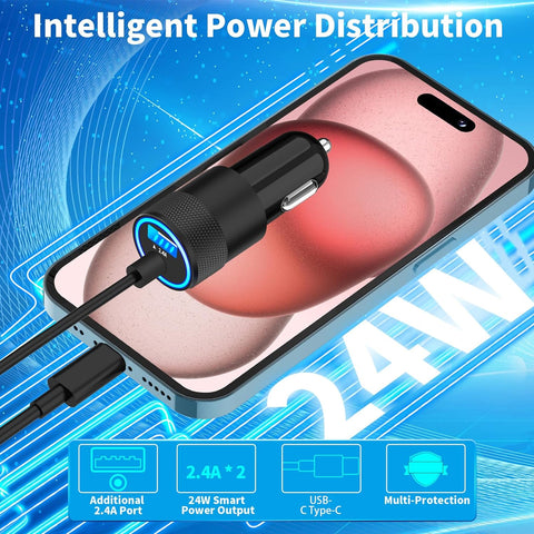 Apple MFi Certified iPhone 17 Car Charger Fast Charging, USB C Car Charger