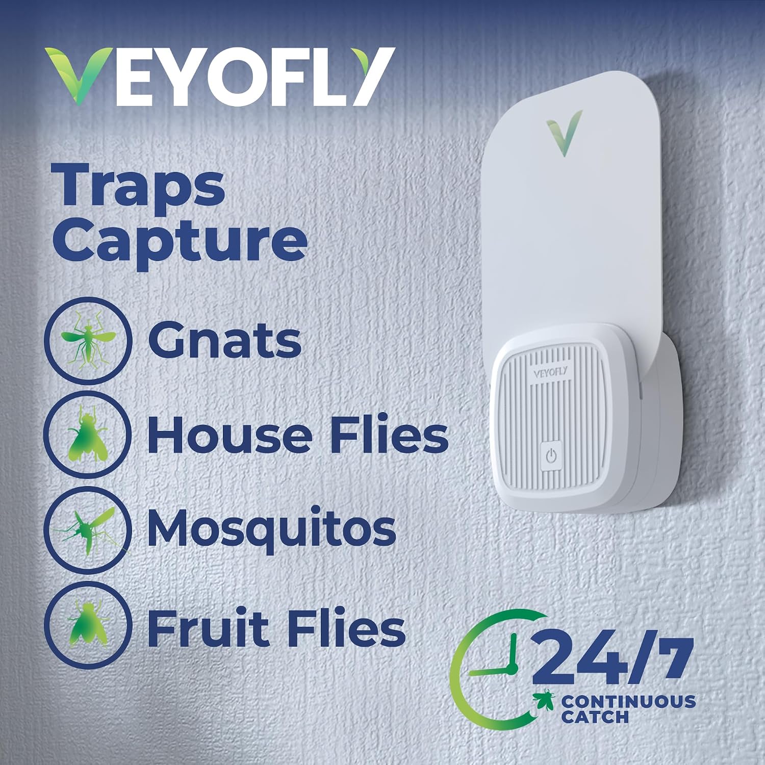 VEYOFLY Fruit Fly Traps Indoor Plug-in UV, Gnat Trap, 2 Device + 2 Refills
