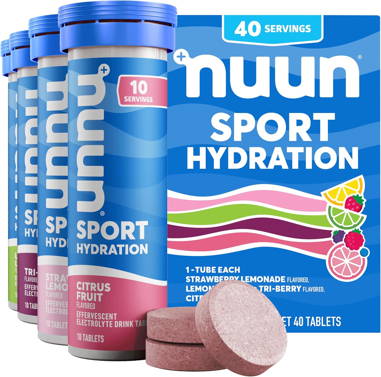 Nuun Sport Electrolyte Tablets Mixed Flavor, GF & Vegan, 4 Pack