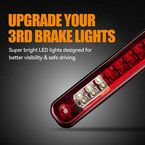 Third 3rd Brake Light LED for 1988-1999 Chevy/GMC C1500 C2500 K1500 K2500 Silverado Blazer, High Mount Rear Brake Lights Assembly Center Cab Stop Cargo Light (RED)