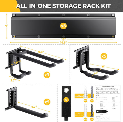 LBT 99" Garage Tool Organizer Wall Mount - 1000lbs Garden Tool Organizer