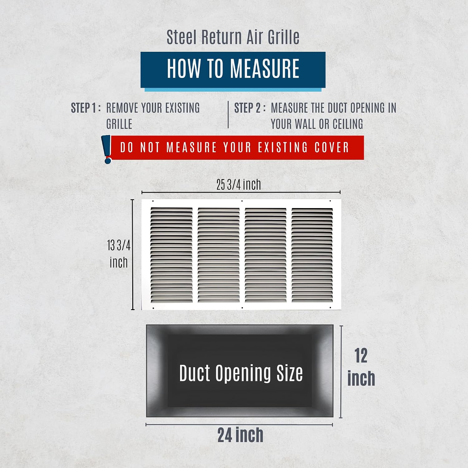 Fits 24x12 Duct Opening | Steel Return Air Grille by Handua | Vent Cover Grill for Sidewall and Ceiling | White | HVAC Cold Air Intake Grille | Outer Dimensions: 25.75"W X 13.75"H