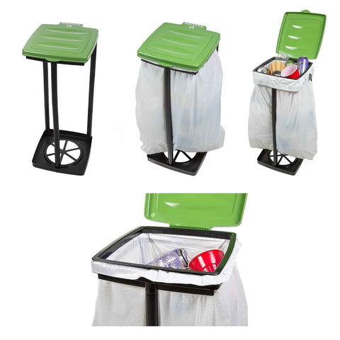 Portable Trash Bag Holder – Collapsible 13-Gallon Garbage Bin for Indoor/Outdoor Use, Camping, Recycling, and Parties – Durable Plastic Trash Can by Wakeman Outdoors (Green)