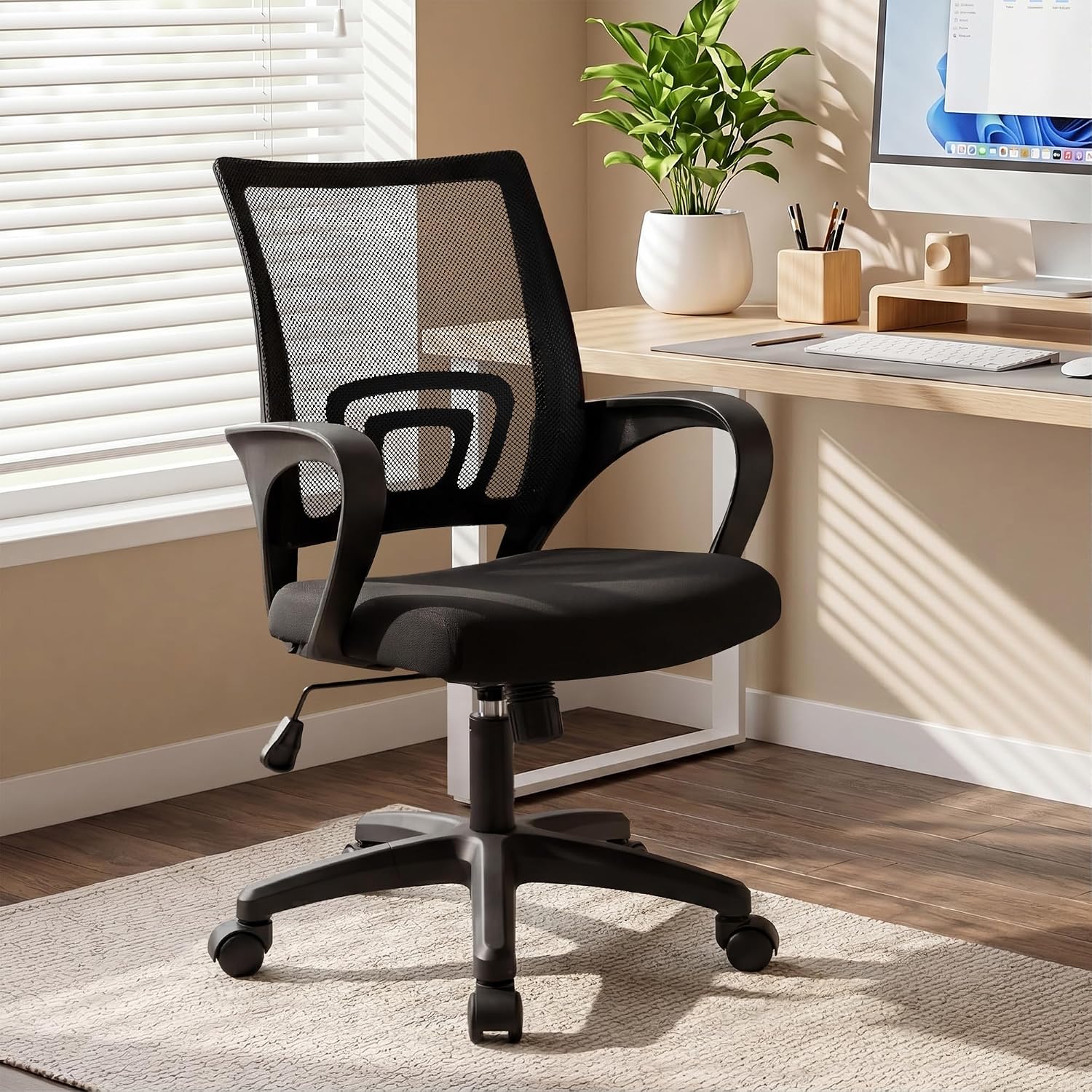 NEO CHAIR Office Computer Chair Ergonomic Mid-Back Mesh Desk Chair, Black