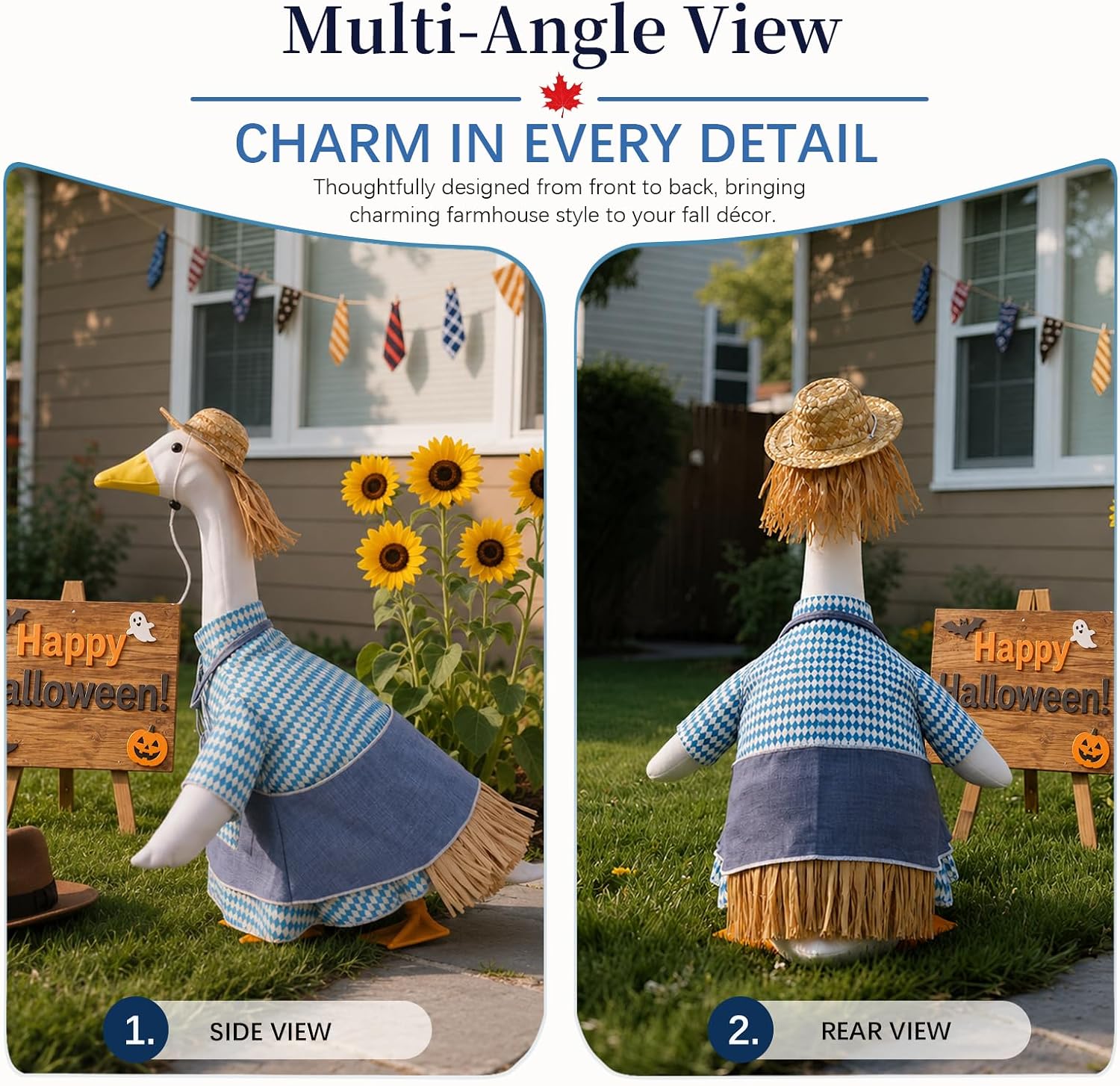 23 Inch Farmer Porch Goose Outfit, Fall Farmhouse Goose Clothes with Hat
