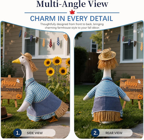 23 Inch Farmer Porch Goose Outfit, Fall Farmhouse Goose Clothes with Hat