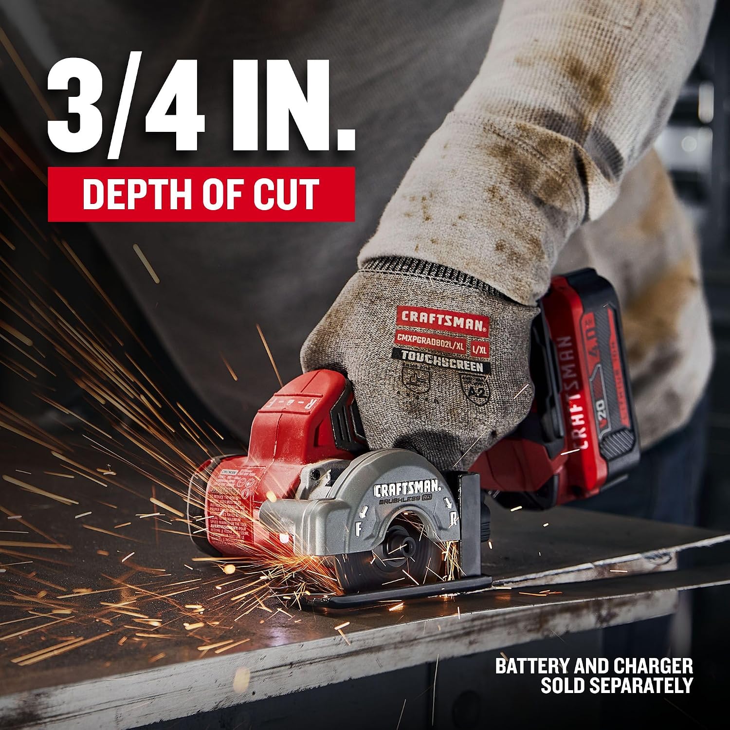 CRAFTSMAN V20 3 Inch Cordless Cut-Off Tool with Forward and Reverse Functions, Bare Tool Only (CMCM300B)