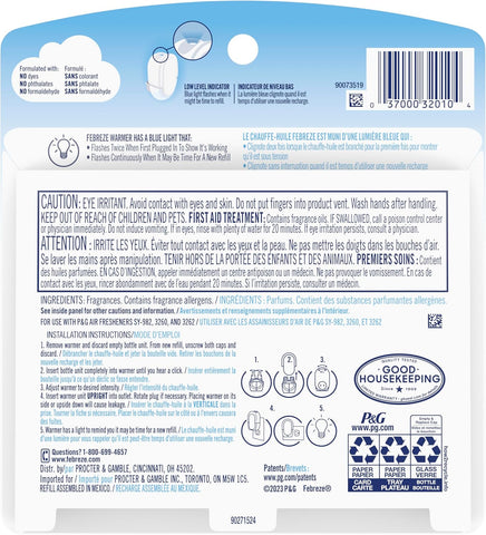 Febreze Plug In Air Freshener, Odor-Fighting Scented Oil Refill, Air Fresheners for Home and Bathroom and Kitchen, Long Lasting for Strong Odors, Gain Original Scent, 0.87oz Refills, 2 Count