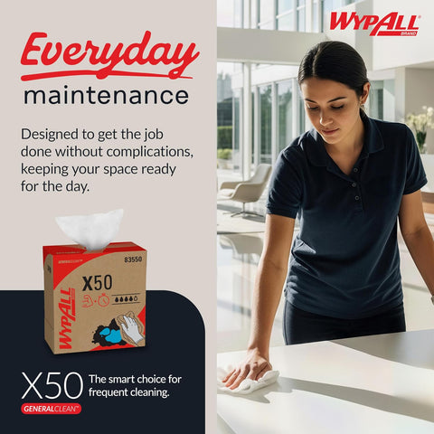 WypAll GeneralClean X50 Cleaning Cloths, 10 x 168 Towels (83550)