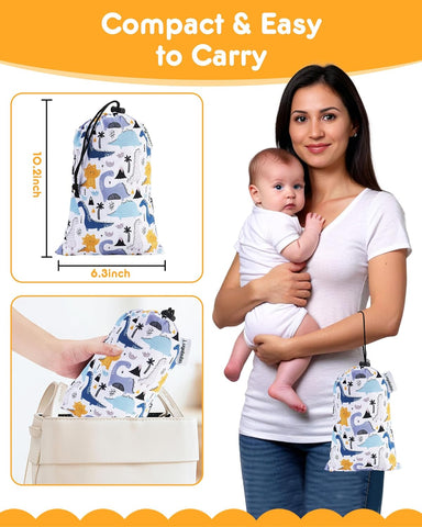 High Chair Cover Portable with 3-Point Harness, Waterproof Baby Seat Cover for Restaurant Travel Home Use, Machine Washable, Fits Wooden Chairs (Colorful Dinosaurs)