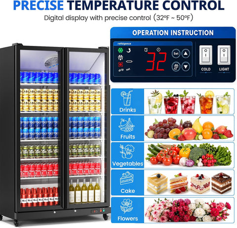 Electactic 28.2 Cu.Ft Large Commercial Display Beverage Refrigerator