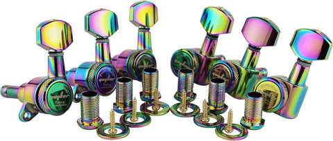 Guyker Guitar Locking Tuners (6 for Left) - 1:18 Lock String Tuning Key Pegs Machine Head Replacement for ST TL SG LP Style Electric, Folk or Acoustic Guitars - Gold+Black