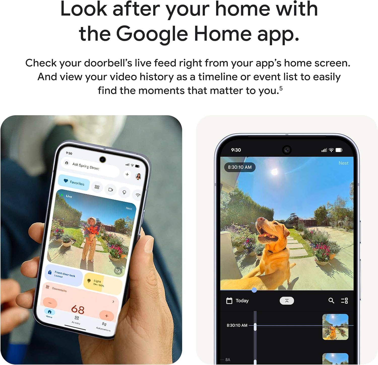 Google Nest Doorbell (Wired, 3rd Gen) - 2K Video, Live View - 2025 - Snow