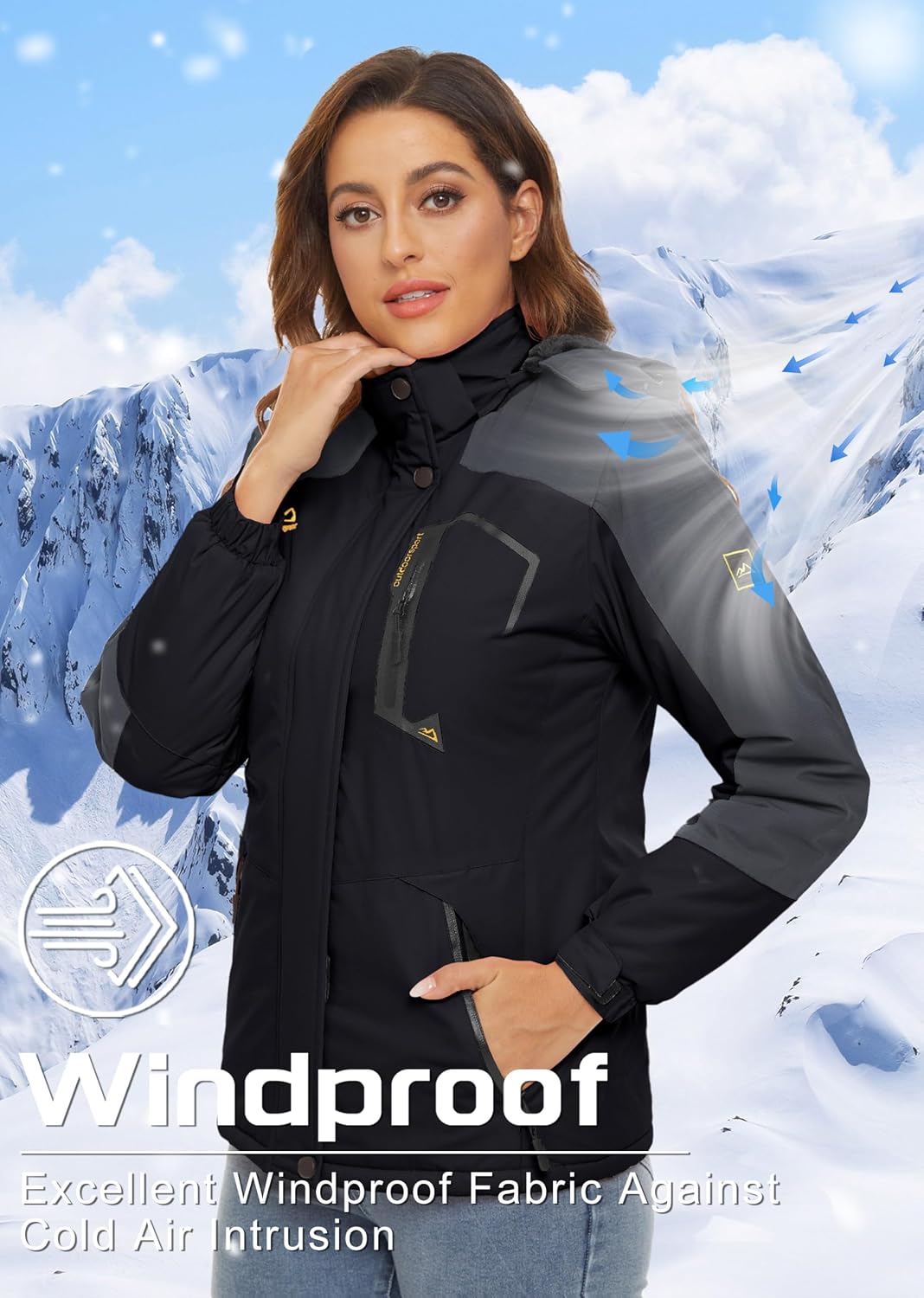 TACVASEN Women's Winter Coats Waterproof Snow Ski Jacket Warm Fleece