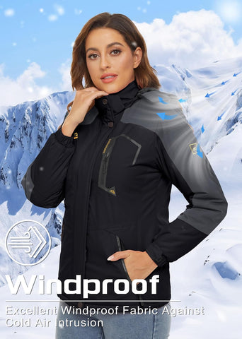 TACVASEN Women's Winter Coats Waterproof Snow Ski Jacket Warm Fleece