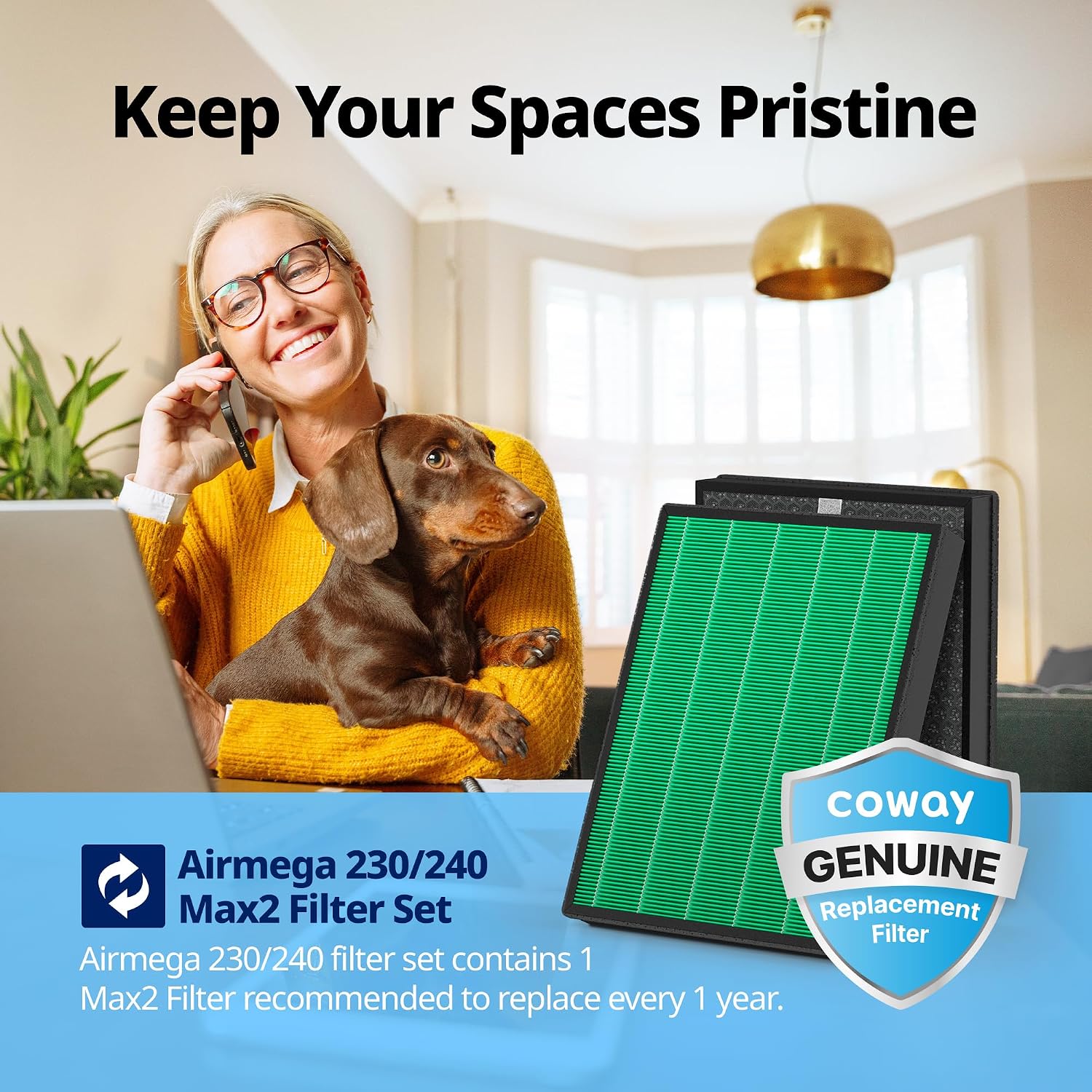 Coway Airmega 230/240 Air Purifier Replacement Filter Set, Max 2 HEPA and Active Carbon Filter