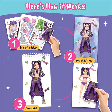 BSCOOL Kpop Sticker Book – Girls Fashion Design Activity for Kids