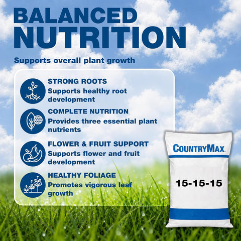 CountryMax 50LB 15-15-15 All Purpose Fertilizer, Balanced Plant Nutrition