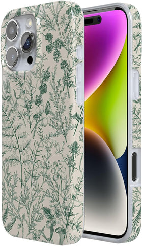 Casely iPhone 16 Pro Max Case | Sage Garden | Green Floral | Compatible with MagSafe | Classic Ultra Slim Design