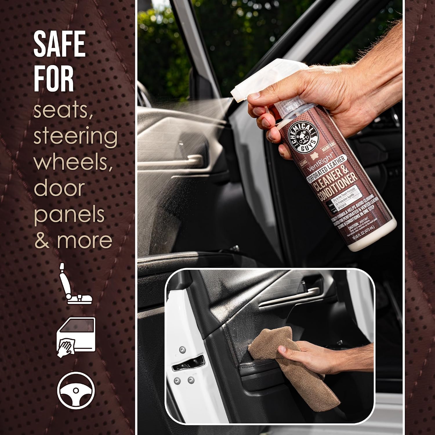 Chemical Guys, VentRight Leather Cleaner & Conditioner, Vented Seats, 16 oz