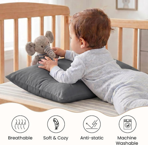 EXQ Home Toddler Pillowcases 13x18, Set of 2（Black Grey）