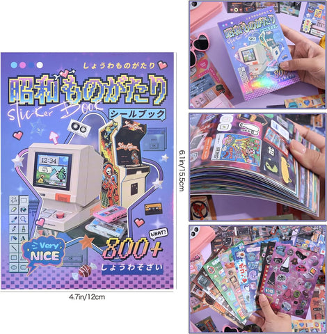 Girl's Japanese Retro Sticker Book, Y2K Showa Theme - 800+ Cute Old Showa Style Old Items Stickers, for DIY Scrapbooking Journaling Handbook Decoration