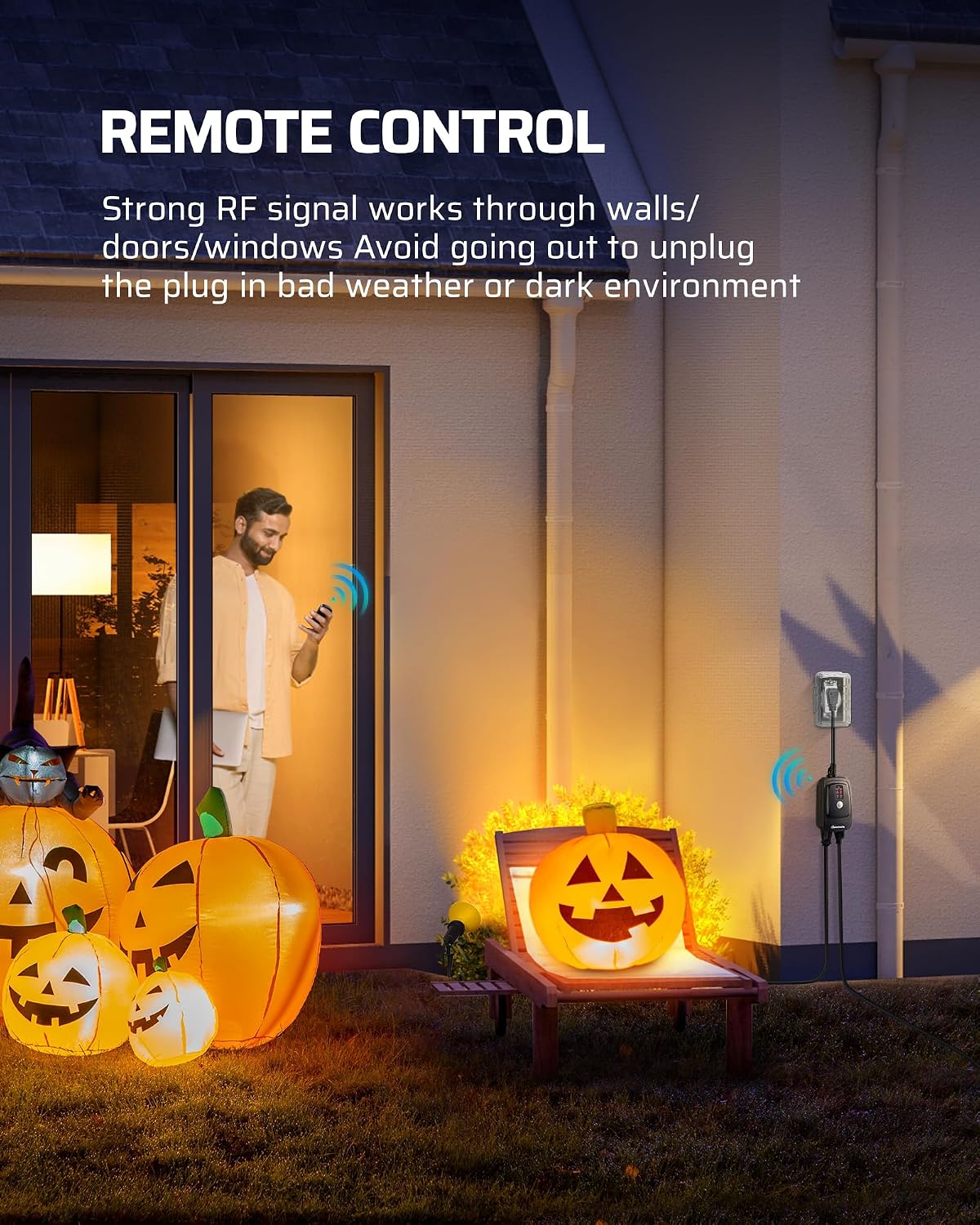 DEWENWILS Outdoor Timer for Lights,100FT Remote Control with 2 Outlets