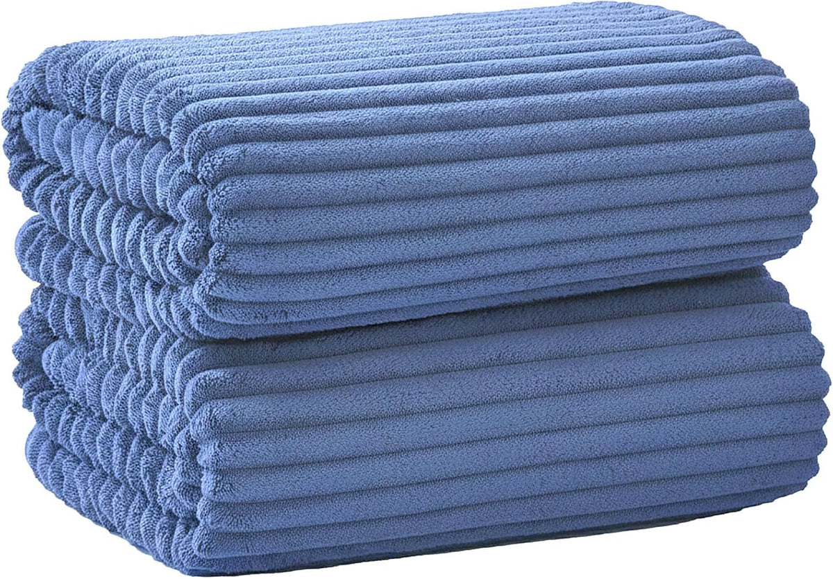 2 Piece Bath Sheets, 40"x80" Microfiber Bath Towels, Blue