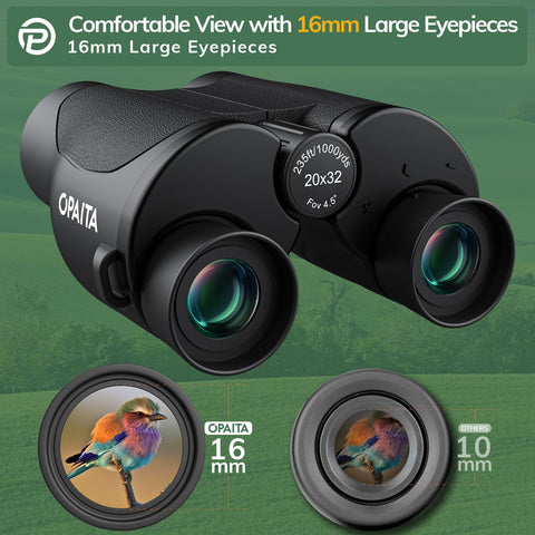 Compact Binoculars for Adults High Powered - OPAITA 20x32 Small Binoculars for Adults Kids with Low Light Vision for Hunting Cruise Ship Travel Concert Hiking