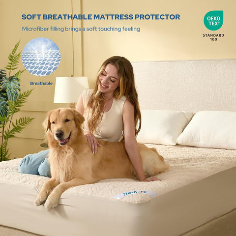 2 Pack Waterproof Mattress Protector Twin Size, Deep Pocket Fit, Washable