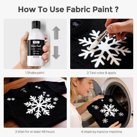 Nicpro White Fabric Paint, 8.45 oz (250 ml) Paint for Clothes Permanent