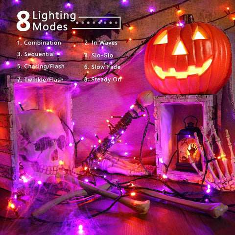 Brizled Halloween Lights Outdoor, 95.14ft 240 LED Purple & Orange Lights