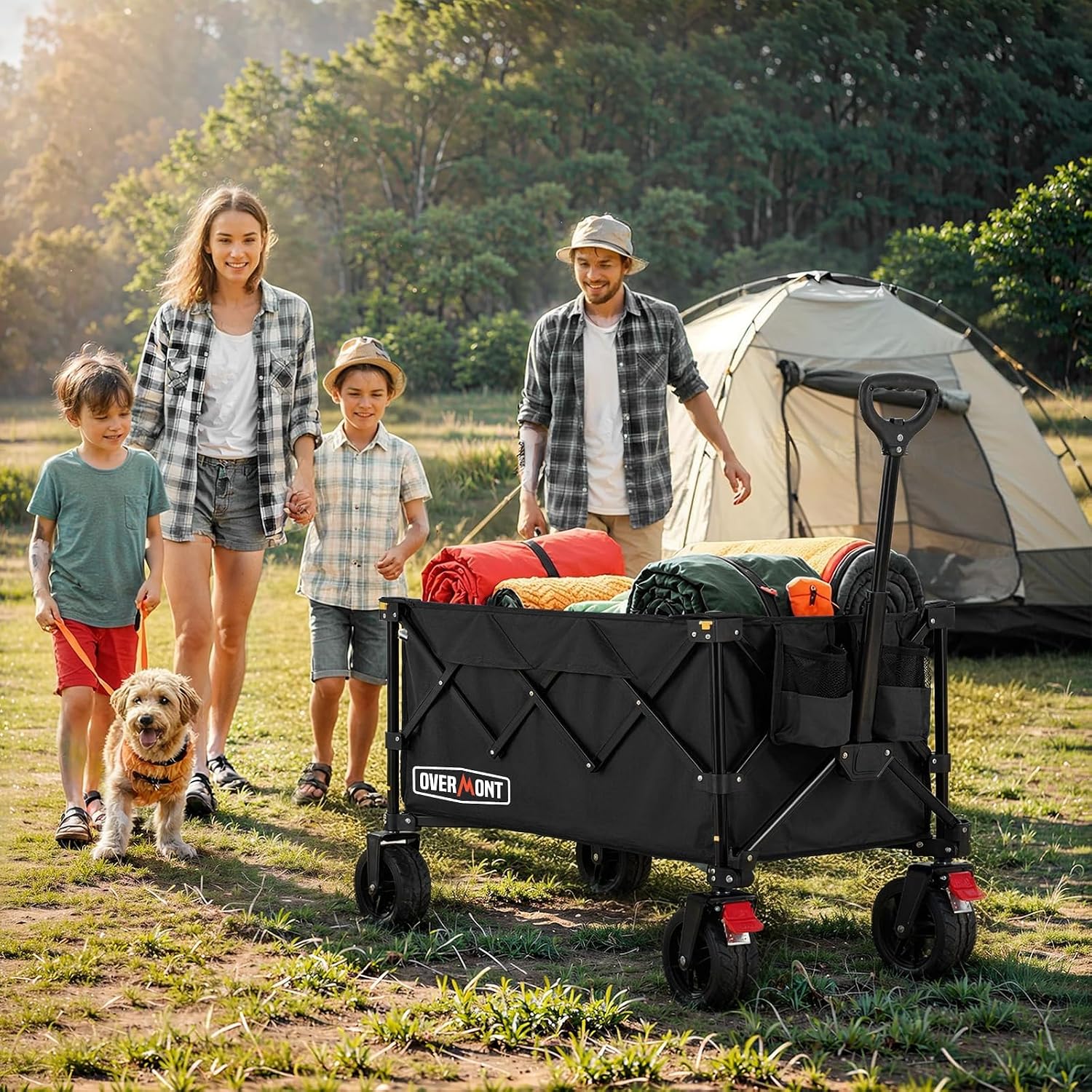 Overmont Ultra-Compact Collapsible Wagon Cart - 200L Utility with Big Wheel