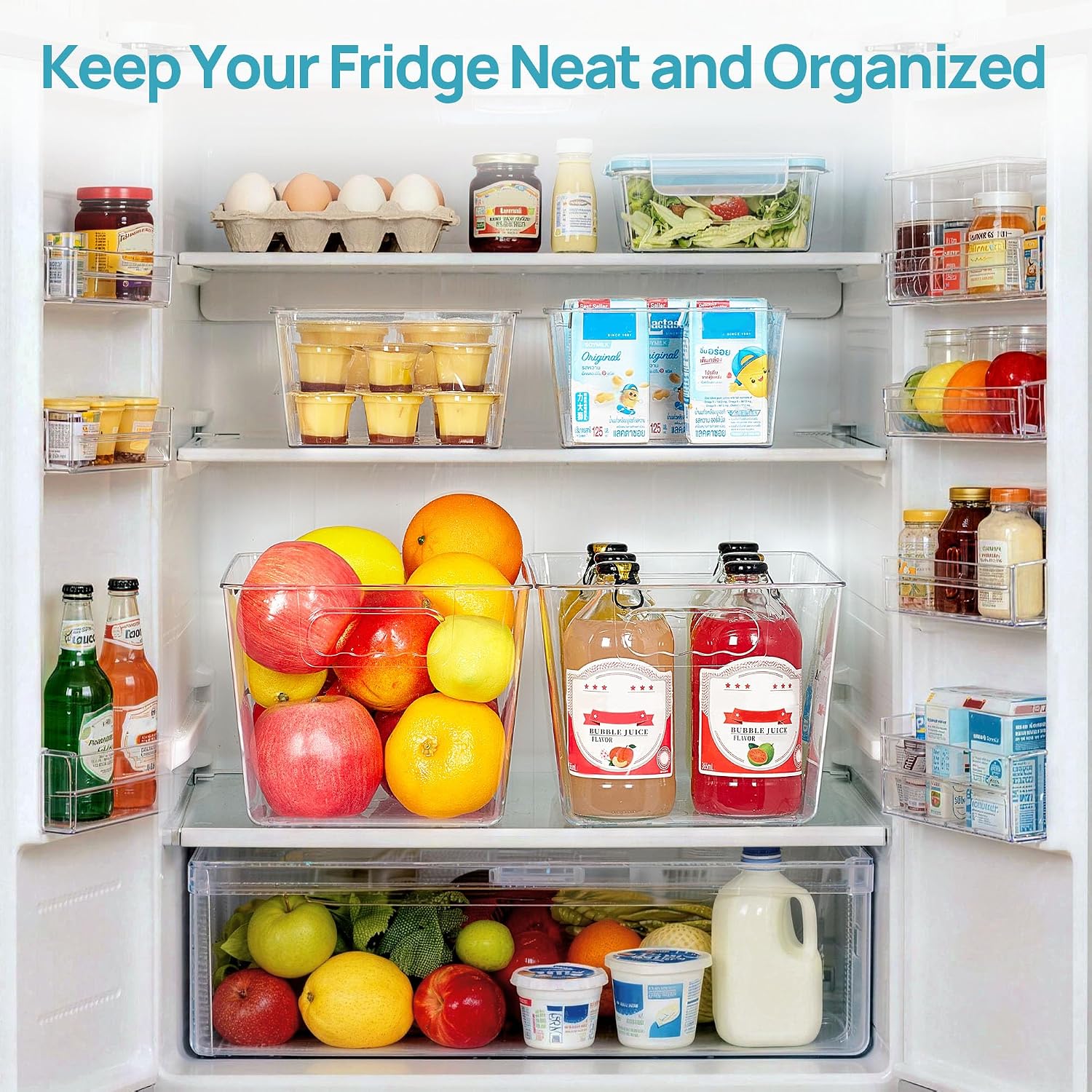 Vtopmart 8 Pack Clear Storage Bins Set for Pantry Organizer