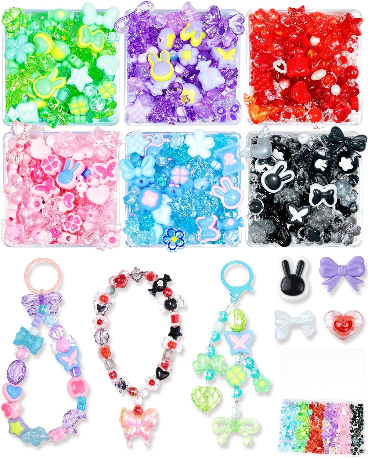 FIVEIZERO 480PCS Assorted Acrylic Beads for Jewelry & Bracelet Making