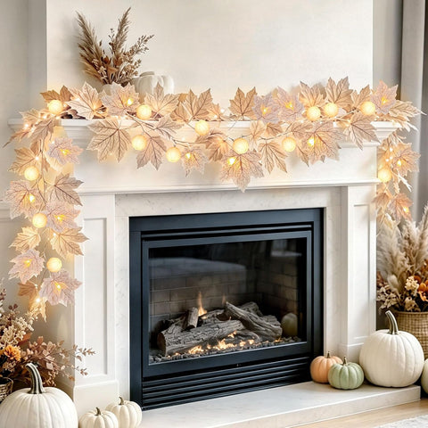 3 Pack Fall Garland with Pumpkin Lights Total 19.5Ft 60LED String Lights