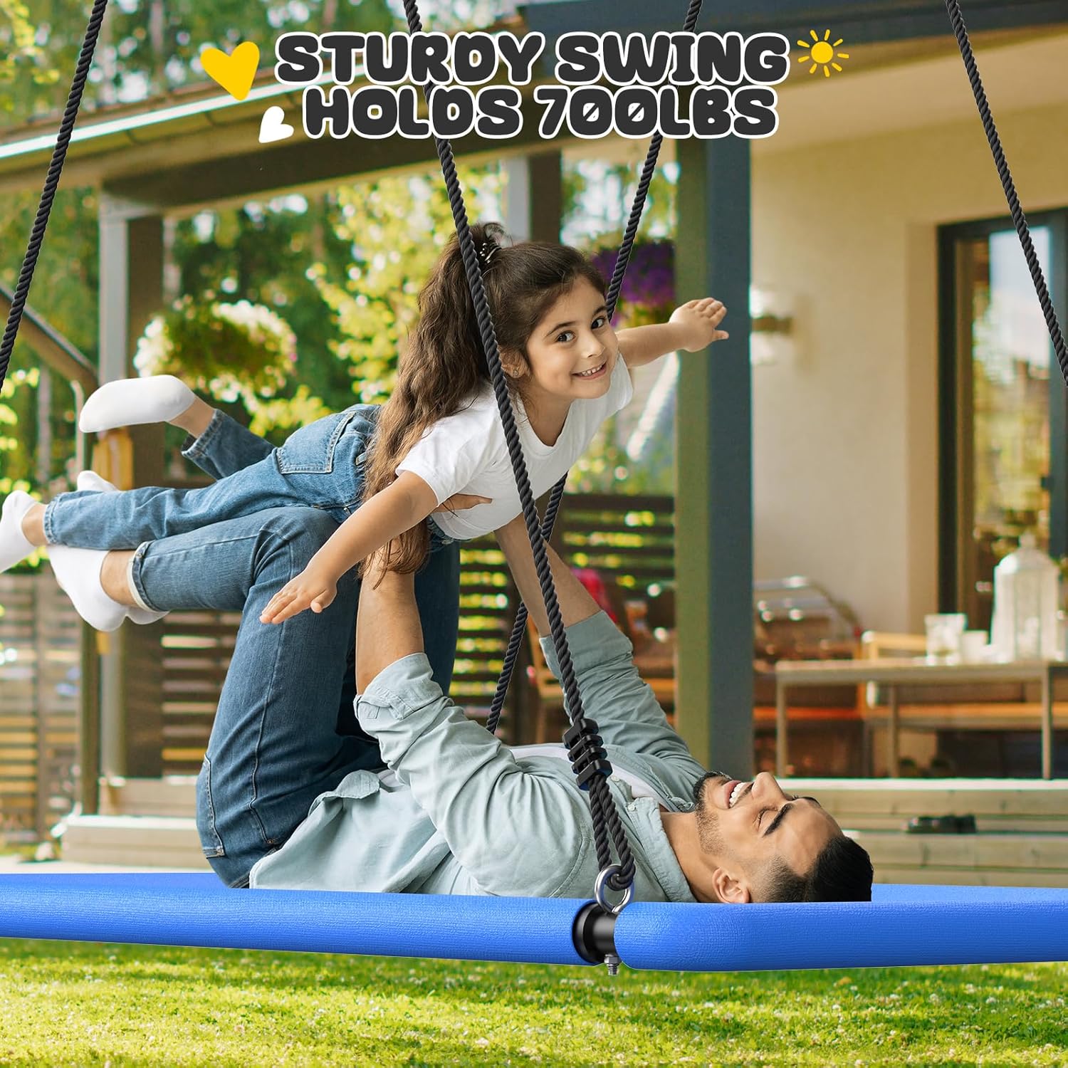 Trekassy 700lbs 60" Large Rectangle Platform Tree Swing for Kids & Adults