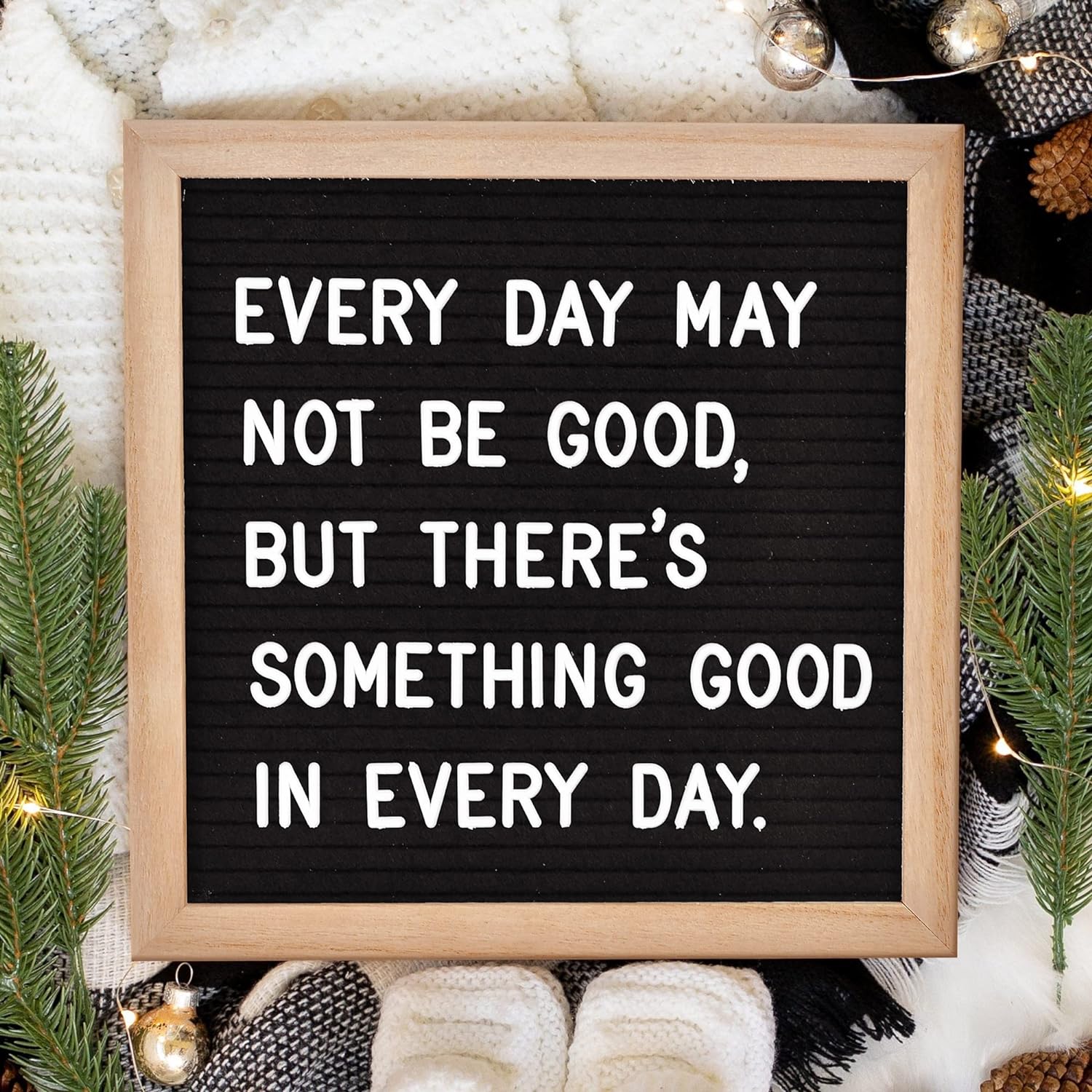 Veskaoty Felt Letter Board with 294 Letters, 10 x 10 Inch, Black & Wood