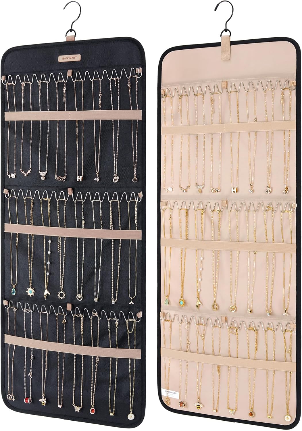 BAGSMART Hanging Necklaces Organizer Jewelry Holder, 1 piece, Large Black