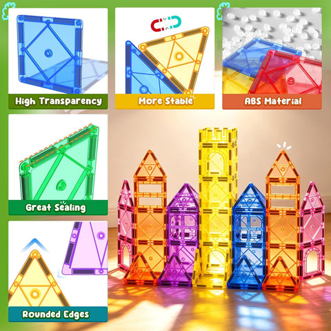 Magnetic Tiles Toddler Toys Magnetic Building Blocks for Kids Ages 3-12 STEM Educational Toys for Girls & Boys Sensory Toys for Kids with Autism Classroom Must Haves Outdoor Toys