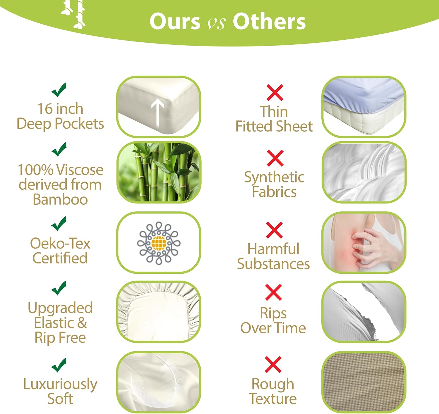 BAMPURE 100% Rayon from Bamboo Sheets Queen Size - 4pc Cooling Sheets Queen