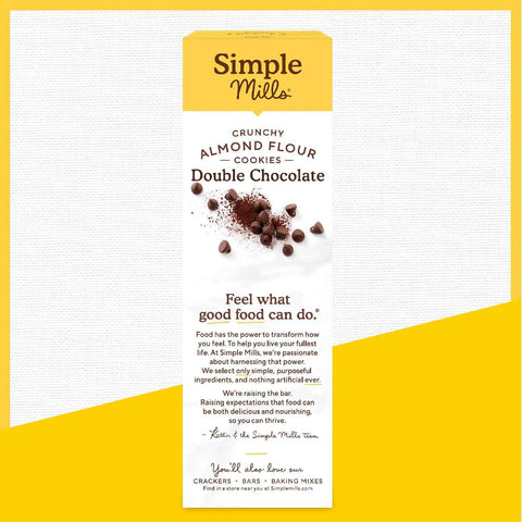 Simple Mills Almond Flour Double Chocolate Chip Cookies, Gluten Free and Delicious Crunchy Cookies, Organic Coconut Oil, 5.5 Ounce (Pack of 6)(Packaging May Vary)