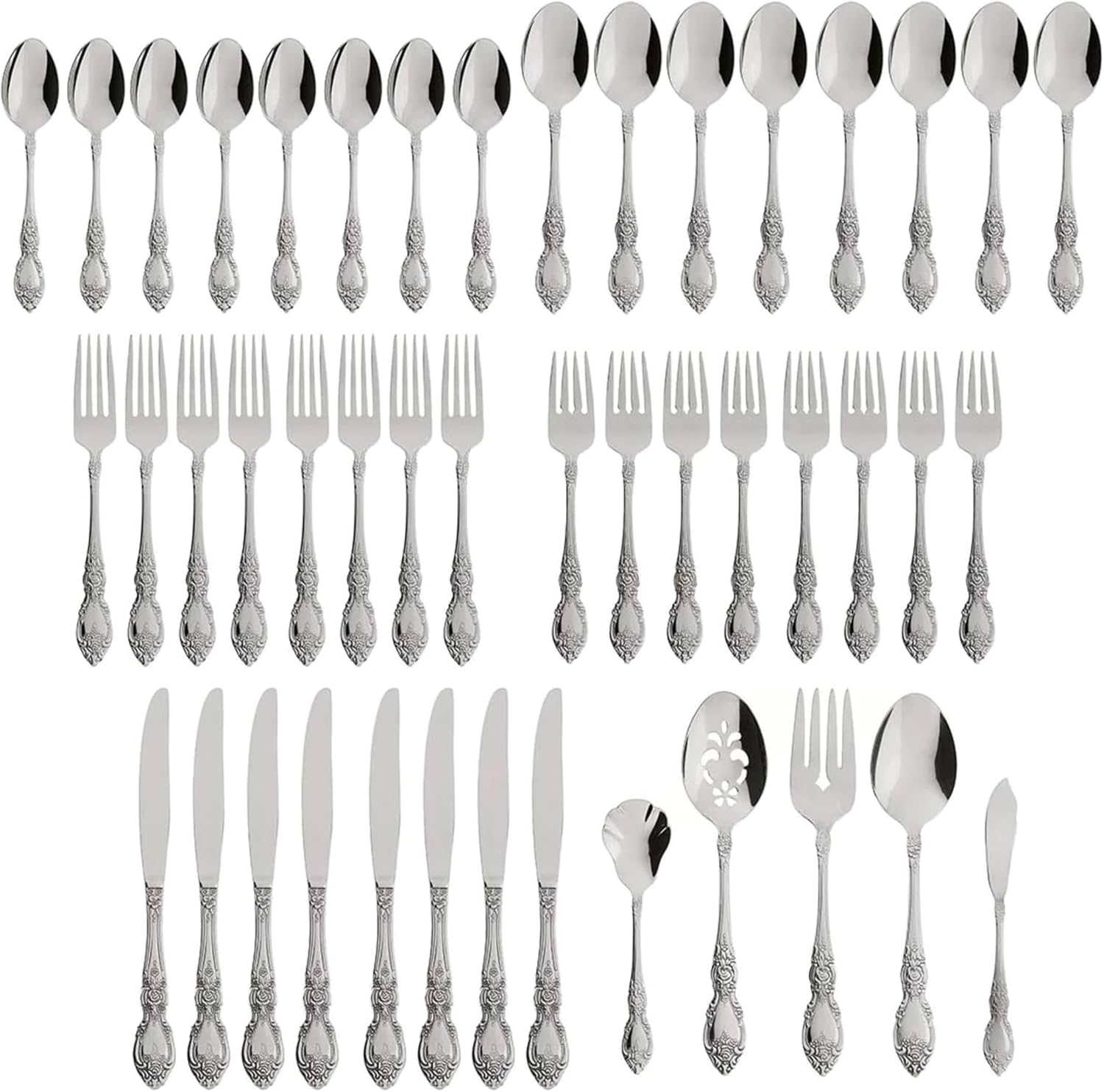 Oneida Wordsworth 45-Piece 18/0 Silverware Set for 8, Flatware