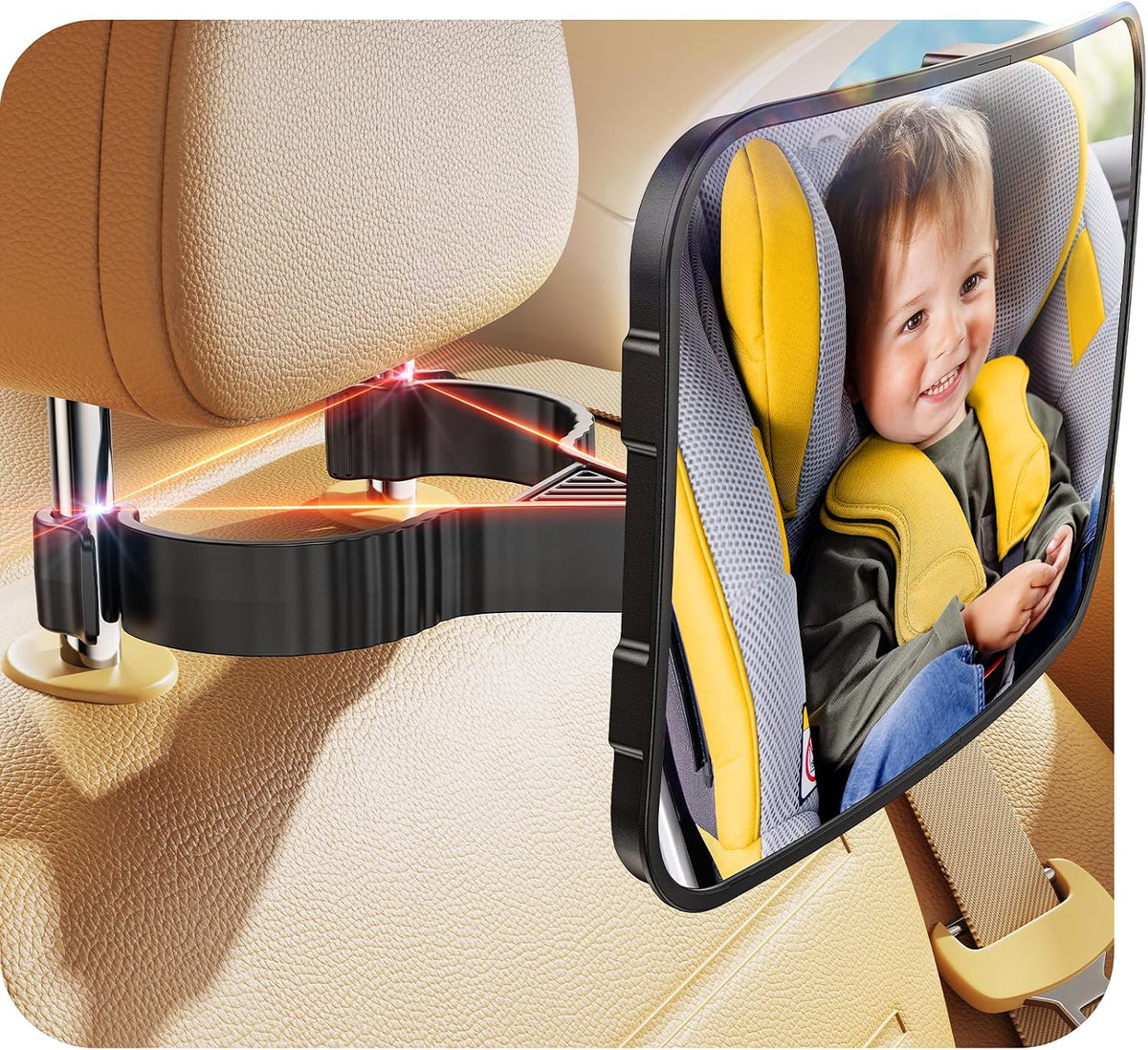 TAZENI Car Mirror for Baby for Rear-Facing Car Seat, Ultra Stable Hook Clip