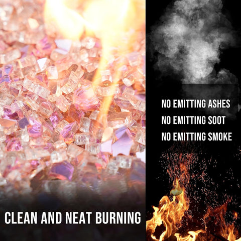 Skyflame Rose Gold Reflective Fire Pit Glass Rocks for Fireplace Fire Pit
