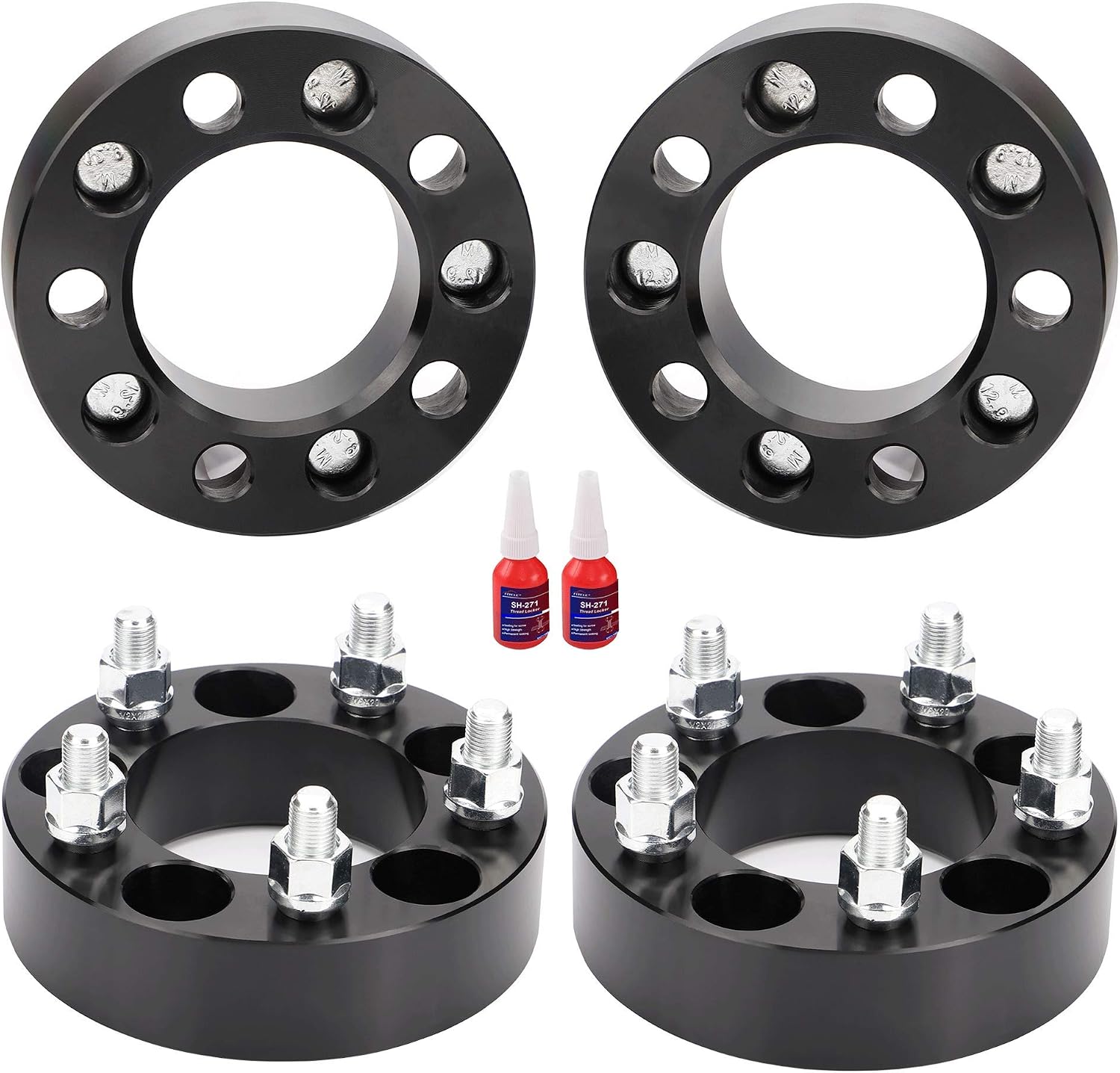 FLYCLE 5x4.5 to 5x5 Wheel Adapters Conversion Compatible with JK XK WK WJ Wheels on Tj Yj Kk Xj Mj Kj Zj Vehicle, 1.25 inch 5x114.3mm to 5x127mm Forged Wheel Adapter with 1/2-20 Studs & 71.5mm Bore