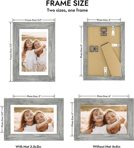 Hongkee 4x6 Picture Frame with Real Glass Wood Frame, 1 Pack (Mat 3.5x5)