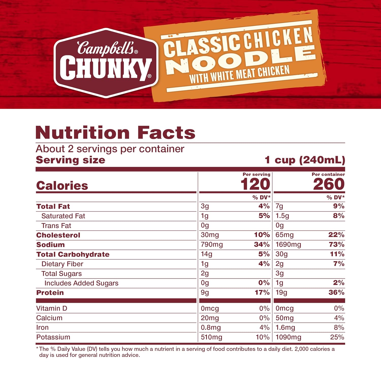 Campbell's Chunky Classic Chicken Noodle Soup, 18.6 oz Can (12 Pack)
