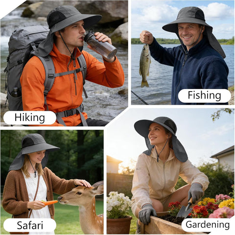 Sun Hat for Men Women with Neck Flap,UPF 50+ UV Protection Fishing Hat